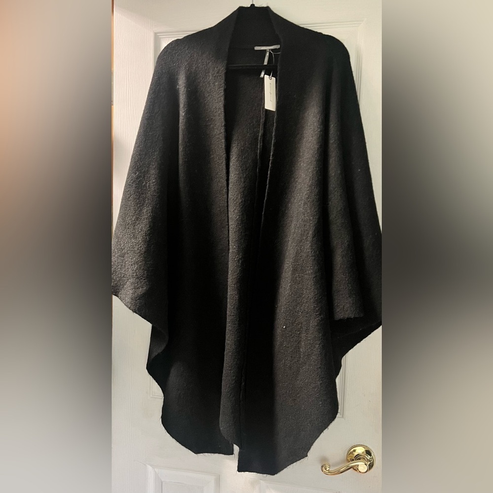 Anthropologie soft Black Cape Cardigan one size nwt chic boho relaxed oversized - Picture 7 of 13